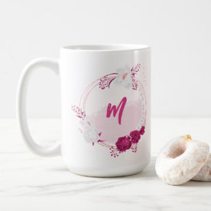 Caneca De Café flores fucsias botânica