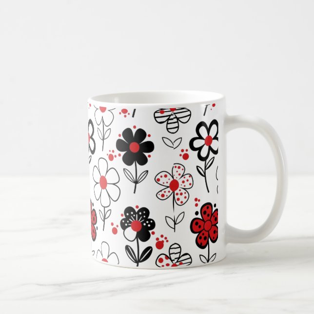 Caneca De Café Flores Gráficas em Greve (Direita)