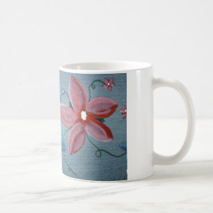 Caneca De Café Flores grandes do vermelho azul