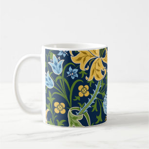 Caneca De Café Flores Grandes Florais: Vintage Verde Escuro