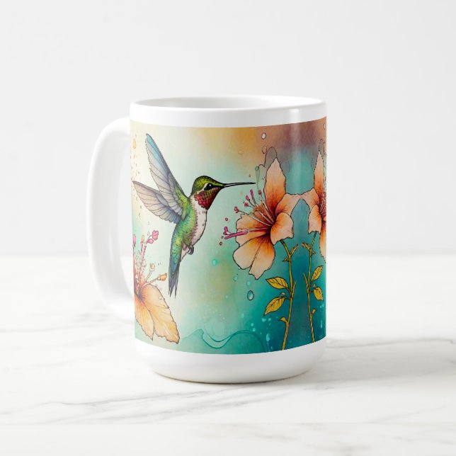 Caneca De Café Flores Hummingbird Personalizam (Frente Esquerda)