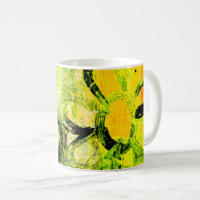 Caneca de café Flores Infantil por Duvall (em verd (Frente Esquerda)