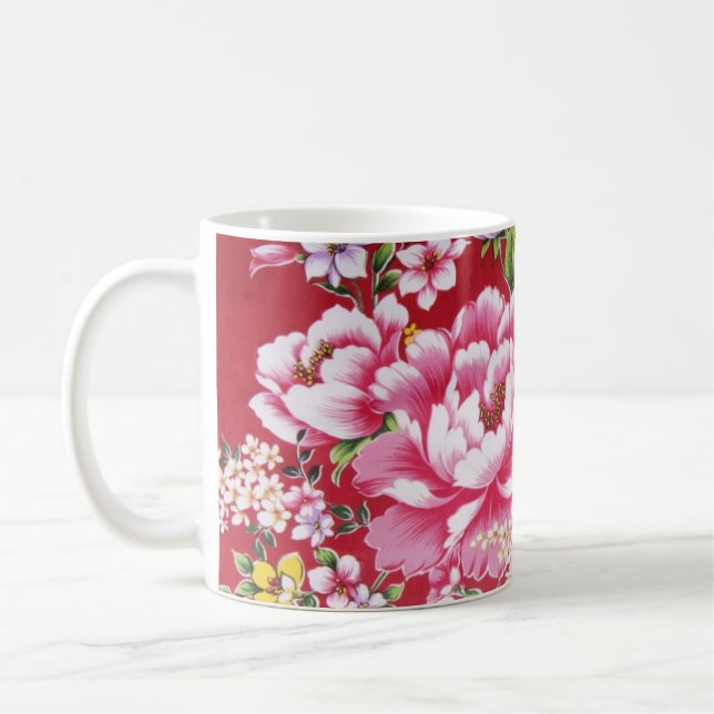 Caneca De Café Flores japonesas do quimono (Esquerda)