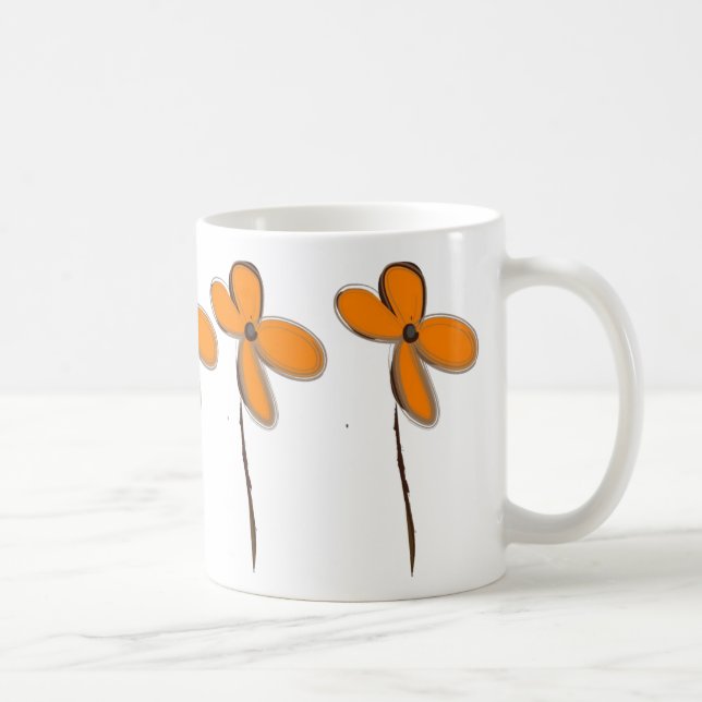 Caneca De Café Flores Laranja (Direita)
