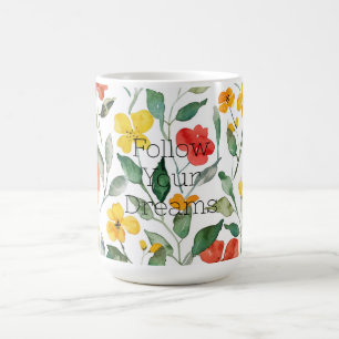 Caneca De Café Flores Laranja Amarelo
