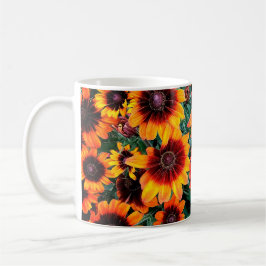 Caneca De Café Flores laranja e castanho