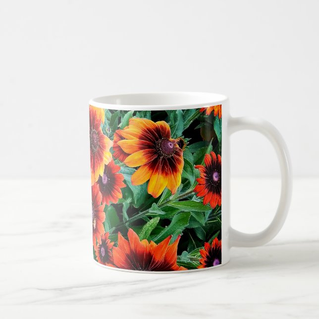 Caneca De Café Flores laranja e castanho (Direita)