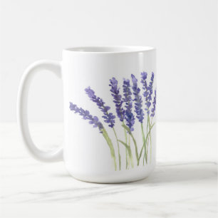 Caneca De Café Flores lavandas Purple Floral Watercolor