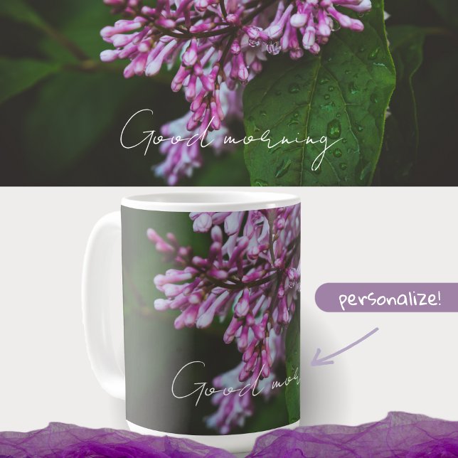 Caneca De Café Flores lilás púrpuras após a chuva (Criador carregado)