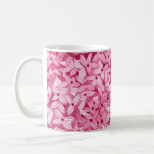 Caneca De Café Flores lilases de aquarelas: fundo floral rosa