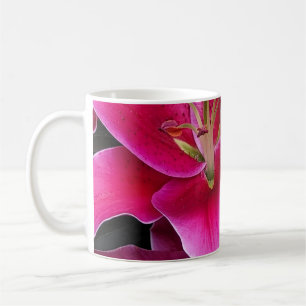 Caneca De Café Flores lírios cor-de-rosa
