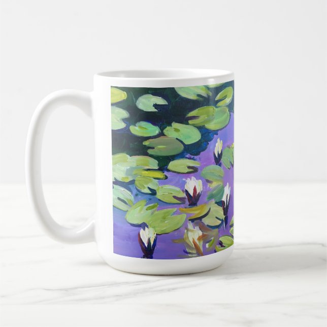 Caneca De Café Flores lírios no lago no estilo de Monet (Esquerda)
