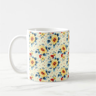 Caneca De Café Flores Modernas de Na moda Coloridas Chic Elegante