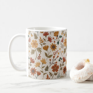 Caneca De Café Flores Modernas Deixam Dourada Frita de Ferrugem