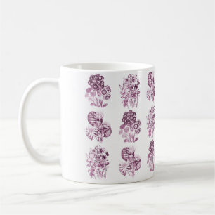 Caneca De Café Flores monocromáticas em burgundy