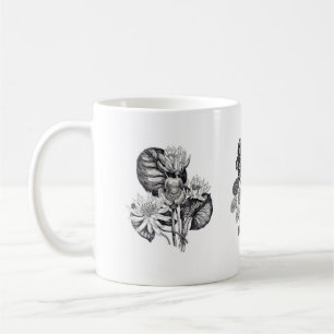Caneca De Café Flores monocromáticas em preto e branco