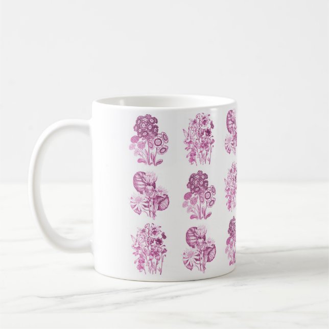 Caneca De Café Flores monocromáticas em rosa (Esquerda)