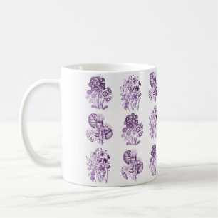 Caneca De Café Flores monocromáticas em roxo