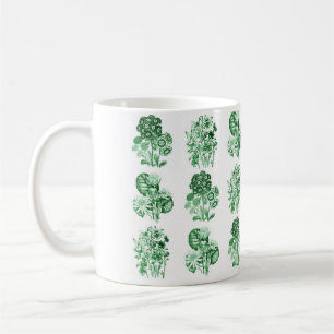 Caneca De Café Flores monocromáticas em verde
