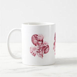 Caneca De Café Flores monocromáticas em vermelho