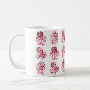 Caneca De Café Flores monocromáticas em vermelho