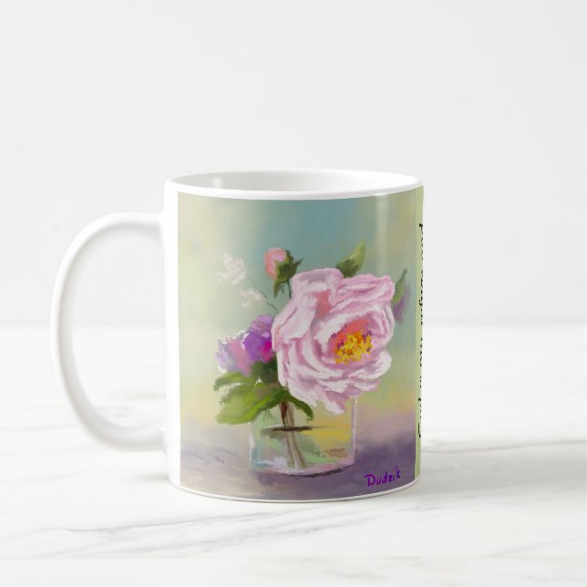 Caneca De Café Flores na Escritura de Vidro de Incentivo JW (Esquerda)