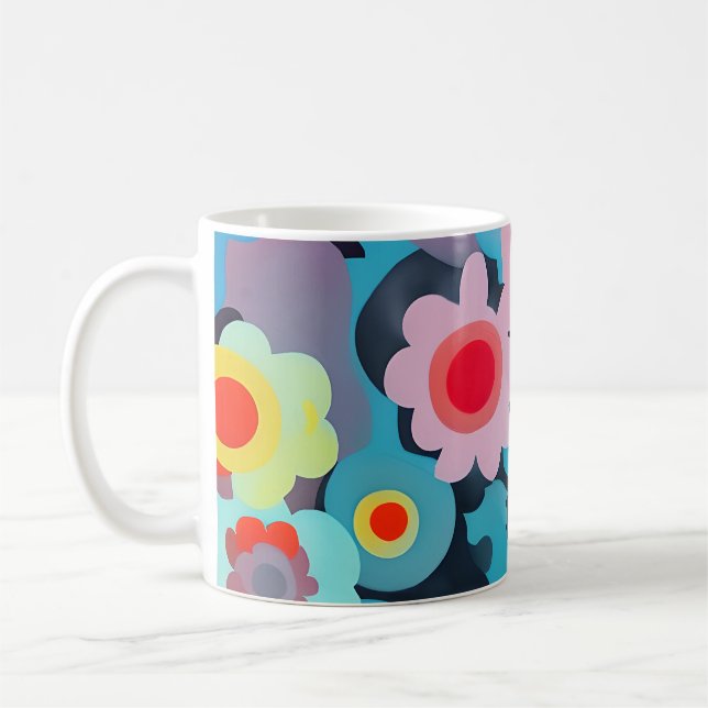 Caneca De Café Flores no estilo retrô (Esquerda)