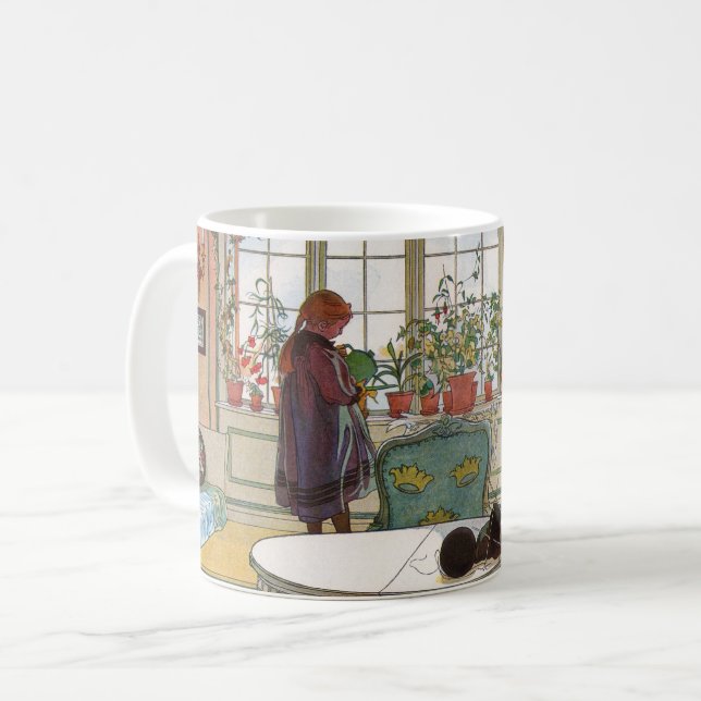 Caneca De Café Flores no muro de Carl Larsson (Frente Esquerda)