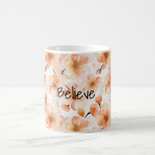 Caneca De Café Flores Orange Believe