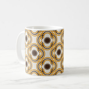 Caneca De Café Flores ou olhos - laranja e castanho
