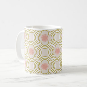 Caneca De Café Flores ou olhos - ouro neutro e rosa
