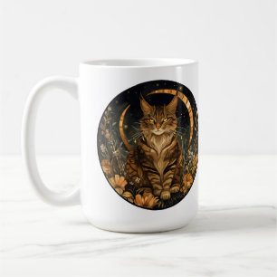 Caneca De Café Flores ouros de lua de gato