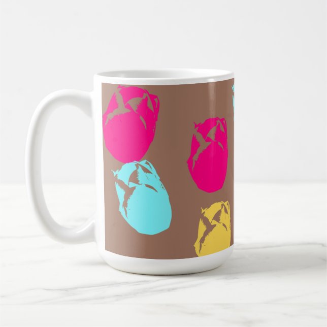 Caneca De Café Flores Ousadas em Fundo de Moussem de Café (Esquerda)