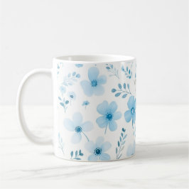 Caneca De Café Flores-padrão Pastel Blue Boho