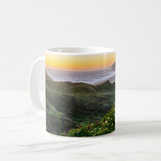 Caneca De Café Flores | Papais noeis Cruz Califórnia (Frente Esquerda)