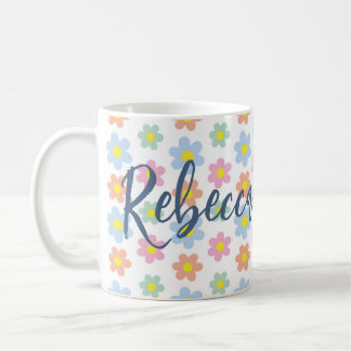 Caneca De Café Flores pastel, cinzentas e cinzentas, design