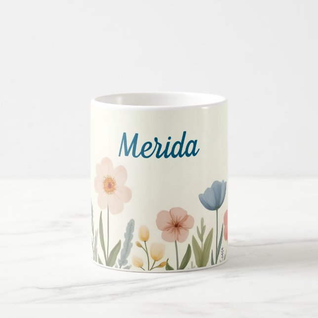 Caneca De Café Flores Pastel Rosa e Azul (Centro)