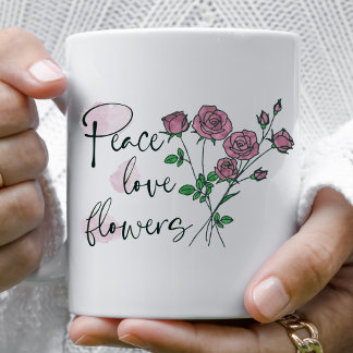 Caneca De Café Flores Personalizadas de Amor pela Paz em Mug