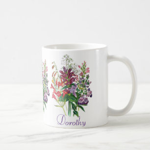Caneca De Café Flores personalizadas de tartaruga e de língua-de-