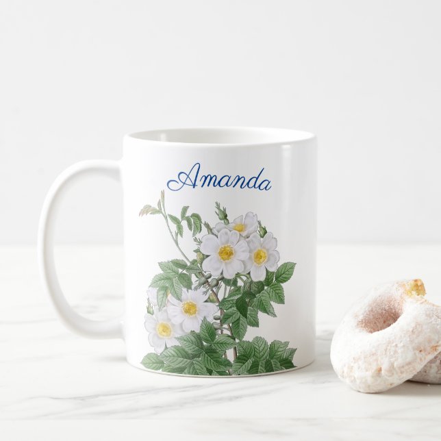 CANECA DE CAFÉ FLORES PERSONALIZADOS (Com Donut)