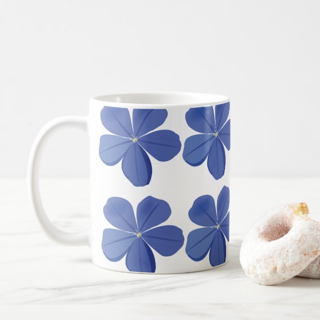 Caneca De Café Flores Pétalas Plumbago (Com Donut)