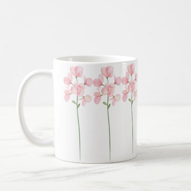 Caneca De Café Flores Pintadas À Mão Belas (Esquerda)
