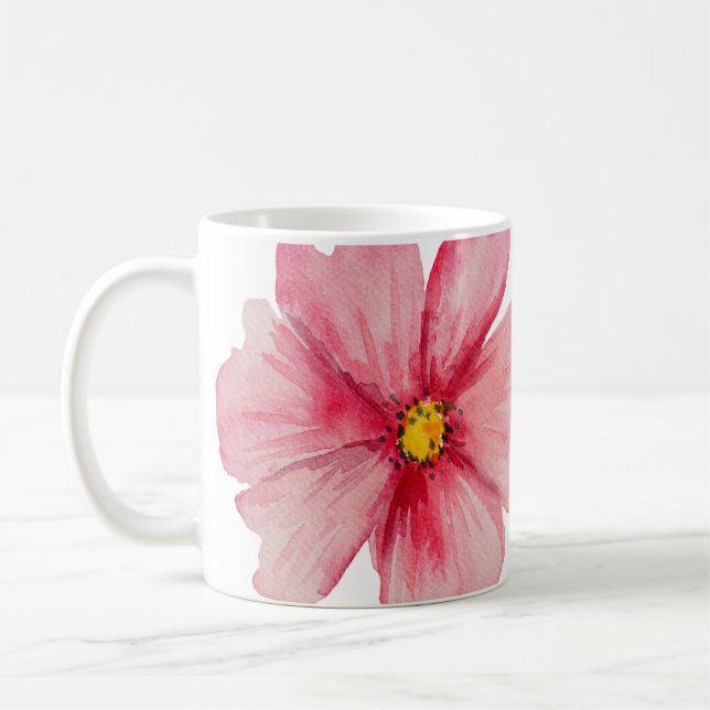 Caneca De Café Flores Pintadas À Mão Belas (Esquerda)