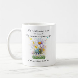 Caneca De Café Flores Pintadas De Margarida Branca Com Cotação