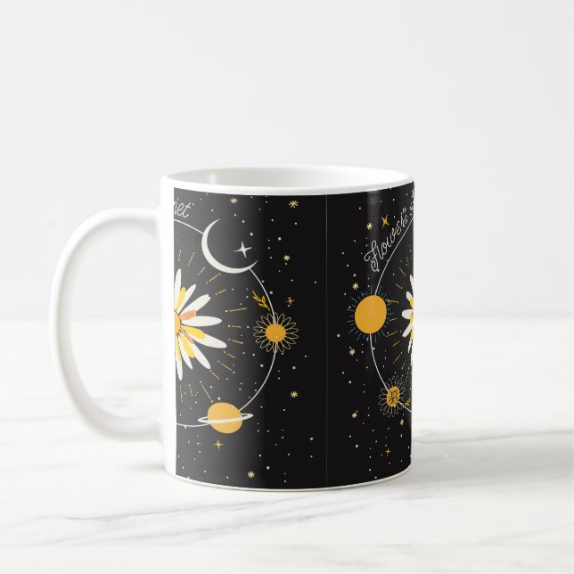 Caneca De Café Flores planeiam o sol e a arte gráfica da lua (Esquerda)