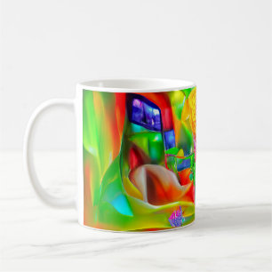 Caneca De Café Flores Psicodélicas abstrato