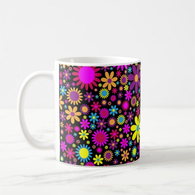 Caneca De Café Flores Psicodélicas Vibrantes no Bloom-67566 (Esquerda)