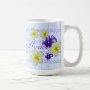 Caneca De Café Flores Púrpuras e Amarelas Moles Música Mãe Mug
