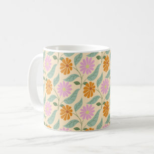 Caneca De Café Flores retro de primavera