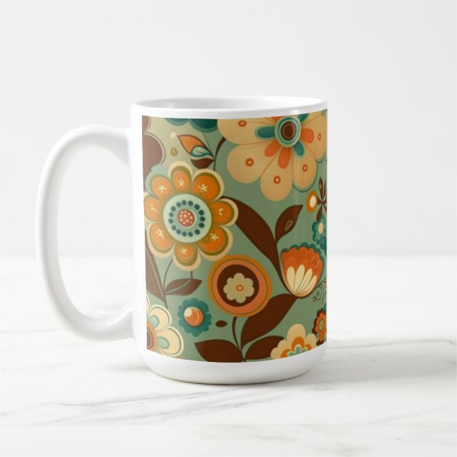 Caneca De Café Flores-retrô-safra (Esquerda)